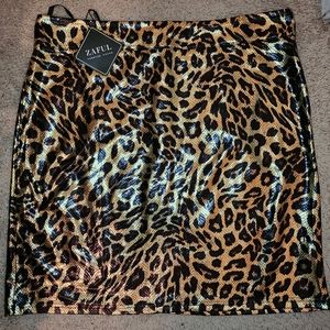 NWT Metallic Leopard Print Skirt